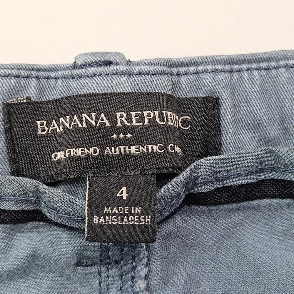 Banana Republic Chino Pants Women 4 Blue Girlfriend Authentic Utility Raw Hem